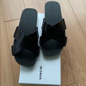 Brand new Vince black leather sandal